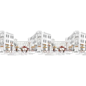 Панель-фартук АВС термопечать Уличное кафе 3000*600*0,75мм STELLA