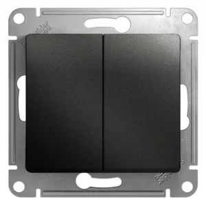 Механизм выключателя двухклавишный СП GLOSSA 10А IP20 10AX антрацит Systeme Electric GSL000751