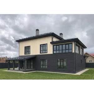 М/сайдинг Квадро брус (GL) Принт Премиум Серое дерево TwinColor толщина 0,45мм, размер 0,34*2.38 м.п. (в пленке)