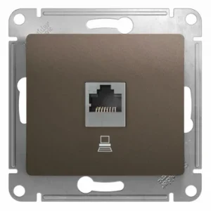 Механизм розетки компьютерной 1-местной СП Glossa RJ45 кат.5E шоколад Systeme Electric GSL000881K