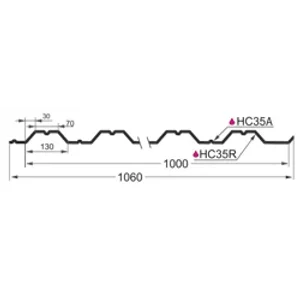 Профнастил НС-35(Тип), 0.55 мм, оцинкованный 1.06 * м2
