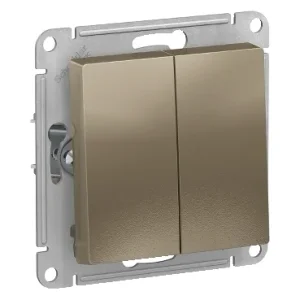 Механизм выключателя двухклавишный СП AtlasDesign 10А IP20 (сх. 5) 10AX шампань Systeme Electric ATN000551