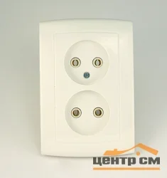 Розетка 2-местная СП Елизавета без заземления, белая РС10-409