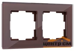Рамка двухместная Werkel Favorit, мокко, стекло, WL01-Frame-02