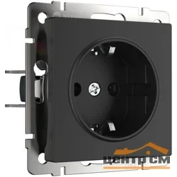 Розетка 1-местная СП Werkel с заземлением, черная матовая, WL08-SKG-01-IP20, W1171008