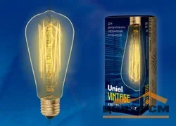 Лампа накаливания 60Вт E27 220В 300Лм Конус прозрачный Винтаж Uniel IL-V-ST64-60/GOLDEN VW02