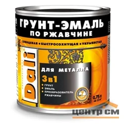 Грунт-эмаль по ржавчине 3 в 1 зеленый мох (RAL 6005) 0,75л DALI