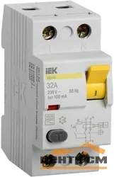 Выключатель автоматический диф. тока (УЗО) 1п ВД1-63 32А 3кА AC IEK MDV10-2-032-100