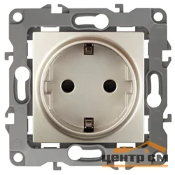 Розетка одноместная механизм СП Эра12 2P+E Schuko с заземлением, шампань (16АХ-250В), арт. 12-2101-04