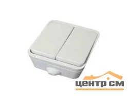 Выключатель двухклавишный ОП Прага 10А IP44 бел. ЕКF EKV10-023-10-44