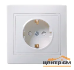 Розетка 1-местная СП Кварта с заземл. защ. шторки бел. IP20 РСш10-3-КБ IEK ERK11-K01-16-DM