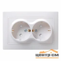 Розетка 2-местная СП Кварта с заземл. защ. шторки бел. 16А IP20 РСш12-3-КБ IEK ERK21-K01-16-DM