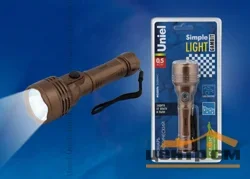 Фонарь ручной Uniel Стандарт «Simple Light-Gambit», пластик, 0, 5 Watt LED, 2хАА, коричневый, S-LD044-C Brown