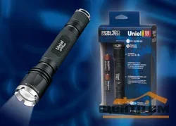 Фонарь ручной Uniel Премиум «Iron domination-120», алюминиевый корпус, XP-С {Q2} CREE LED, 2 х AA, черный, P-ML073-BB Black
