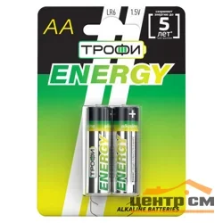 Элемент питания LR6(АА) алкалиновый (уп. блистер 2шт) ТРОФИ ENERGY/ECO
