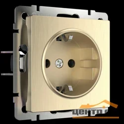 Розетка 1-местная СП Werkel с заземлением, шампань рифленый, WL10-SKG-01-IP20 , W1171010