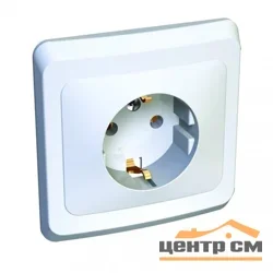 Розетка 1-местная СП Этюд 16А с заземлением, защитной шторки, белая Systeme Electric PС16-004B