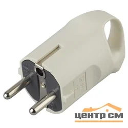 Вилка Эра 16А, белая, с заземлением, с кольцом, арт.V3
