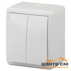 Выключатель двухклавишный ОП Эра Эксперт IP54, белый (10АХ-250В) арт.11-1404-01
