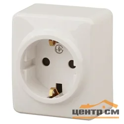 Розетка 1-местная ОП Эра Эксперт 2P+E Schuko с заземлением и шторками, слоновая кость (16АХ-250В), арт.11-2204-02