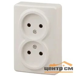 Розетка 2-местная ОП Эра Эксперт 2х2P, слоновая кость (16АХ-250В), арт.11-2202-02