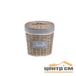 Корзина овальная высокая "Лён", 32L*21W*36H, серый