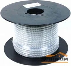 Трос стальной оцинкованный в изоляции DIN 3055 ПВХ D5/6 мм ( 100 м )