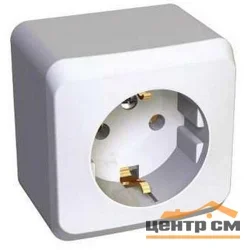 Розетка 1-местная ОП Этюд 16А с заземл. защ. шторки бел. Systeme Electric PA16-004B