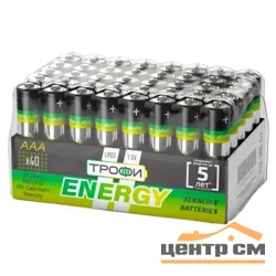 Элемент питания LR03(ААА) алкалиновый (уп.спайка 40шт)ТРОФИ ENERGY/ECO