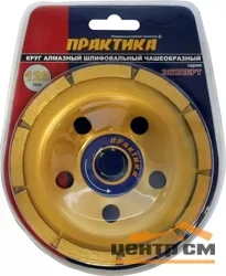 Чашка алмазная шлифовальная, 1-ряд, 125х22 мм, ПРАКТИКА "Эксперт", блистер