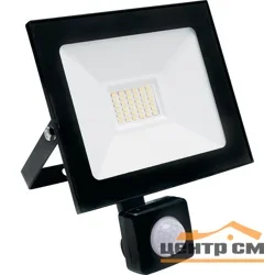 Прожектор светодиодный 30W 6400K 230V IP65 3000Лм 115х150х28мм черный с датчиком движения Китай SAFFIT, SFL80-30
