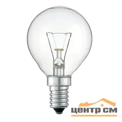 Лампа накаливания 40Вт E14 230В 400Лм шар прозрачный ЛОН Россия*