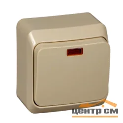 Выключатель одноклавишный ОП Этюд 10А с индикатором крем. SE BA10-005K Systeme Electric