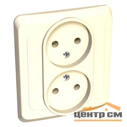 Розетка 2-местная СП Этюд 16А без заземления, крем. Systeme Electric PC16-005K*