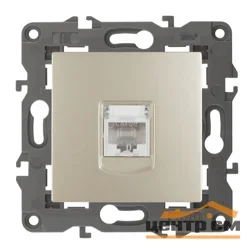 Розетка информационная СП (RJ45) Эра22 Elegance шампань, арт.14-3107-04