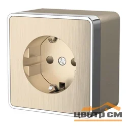 Розетка 1-местная ОП Werkel Gallant, с заземлением и шторками, шампань рифленый WL15-02-02