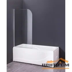 Шторка для ванны GROSSMAN GR-100 140*80см, алюминиевый профиль, стекло ПРОЗРАЧНОЕ 6мм