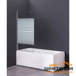 Шторка для ванны GROSSMAN GR-100P 140*80см, алюминиевый профиль, стекло ПОЛОСАТОЕ 6мм