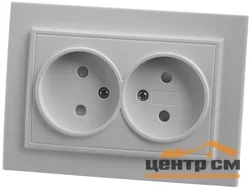 Розетка 2-местная СП STEKKER Эрна без заземления со шторкой, белая (PST10-9013-01)