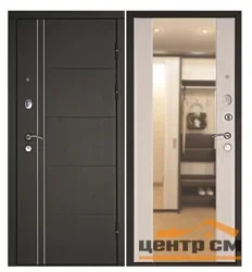 Дверь мет. ДВЕРНОЙ КОНТИНЕНТ Теплолюкс-зеркало 960х2050 "ПР" МДФ венге/МДФ беленый дуб(дерев. белен)