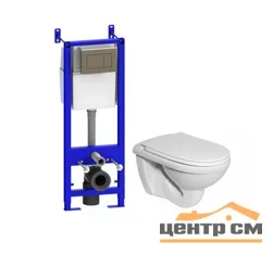 Унитаз подвесной СТАРЫЙ ОСКОЛ ПРЕСТИЖ с инсталляцией Alkaplast, сиденьем дюропласт микролифт, кнопкой хром