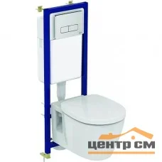 Унитаз подвесной IDEAL STANDARD Connect с инсталляцией, сиденьем soft close, кнопкой хром