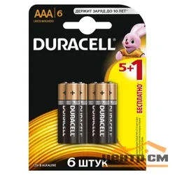 Элемент питания LR03(ААА) алкалиновый 1,5v (уп. блистер 6шт) Duracell BASIC