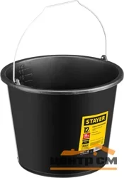 Ведро строительное 12л STAYER, пластмассовое, высокопрочное