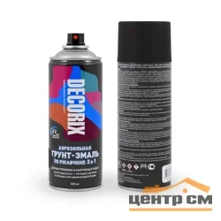 Грунт-эмаль по ржавчине 3 в 1 аэрозольная Decorix акриловая чёрный глянцевый 520 мл