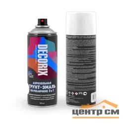 Грунт-эмаль по ржавчине 3 в 1 аэрозольная Decorix акриловая белый глянцевый 520 мл