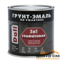 Грунт-эмаль по ржавчине 3 в 1 серебристая матовая, эффект графит 0,75 л DALI
