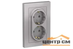 Розетка 2-м СП AtlasDesign 16А IP20 с заземл. в сборе алюм. Systeme Electric ATN000324 IEK