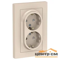 Розетка 2-местная СП AtlasDesign 16А IP20 с заземл. защ. шторки в сборе беж. Systeme Electric ATN000226