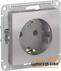 Механизм розетки одноместный СП AtlasDesign 16А IP20 с заземл. алюм. Systeme Electric ATN000343